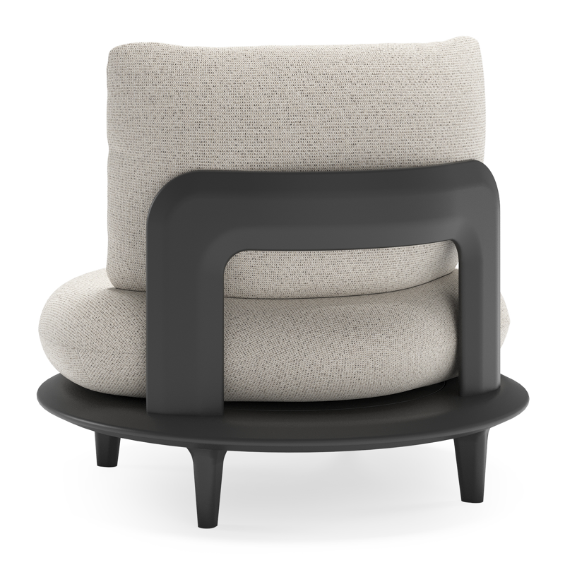 Fauteuil de jardin Bomero en aluminium noir et coussins en all weather solica firenze natural