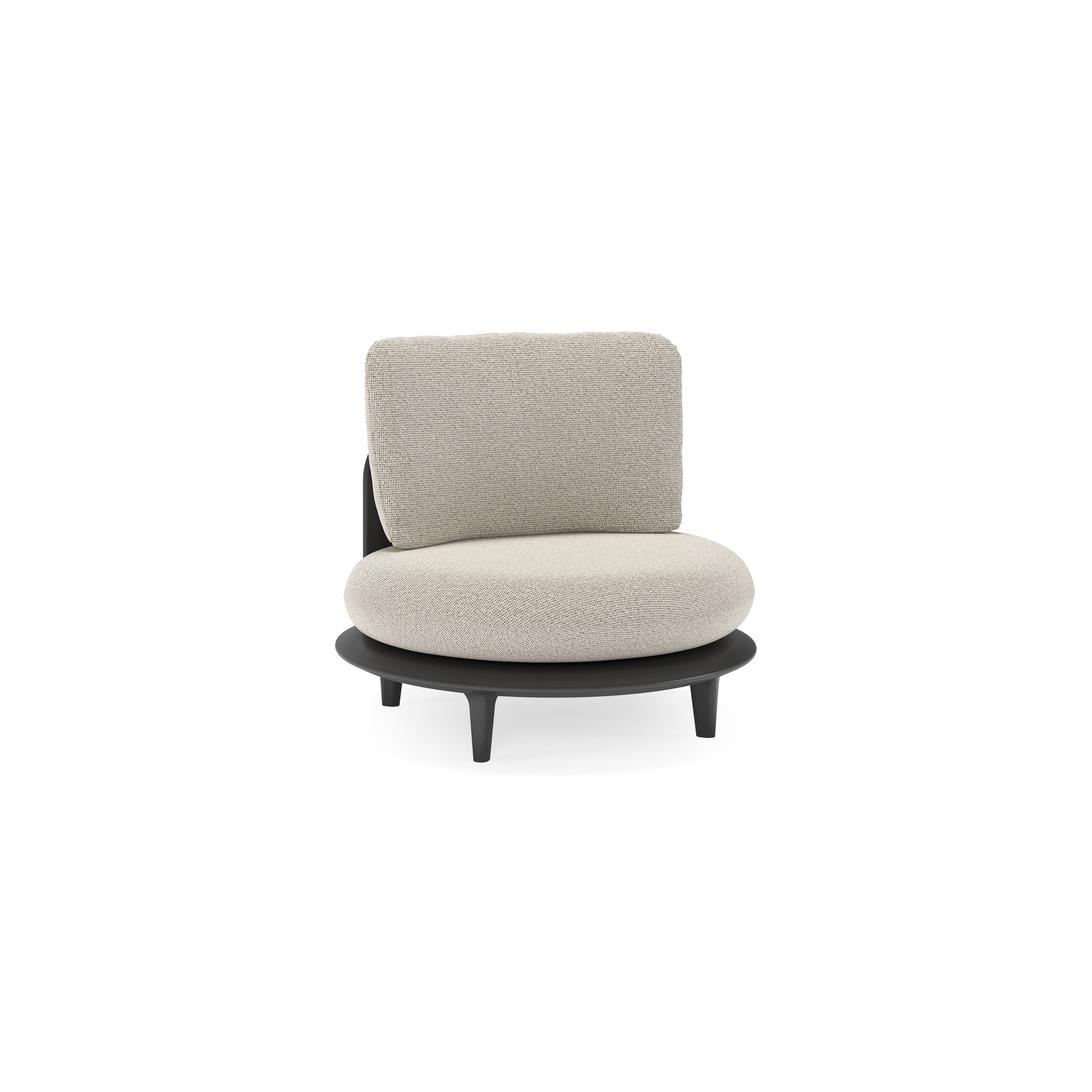 Bomero loungestoel in zwart aluminium met firenze sand all weather solica kussen