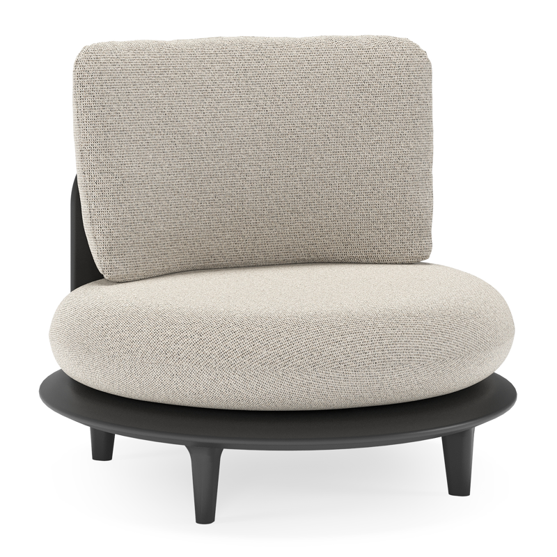 Bomero loungestoel in zwart aluminium met firenze sand all weather solica kussen