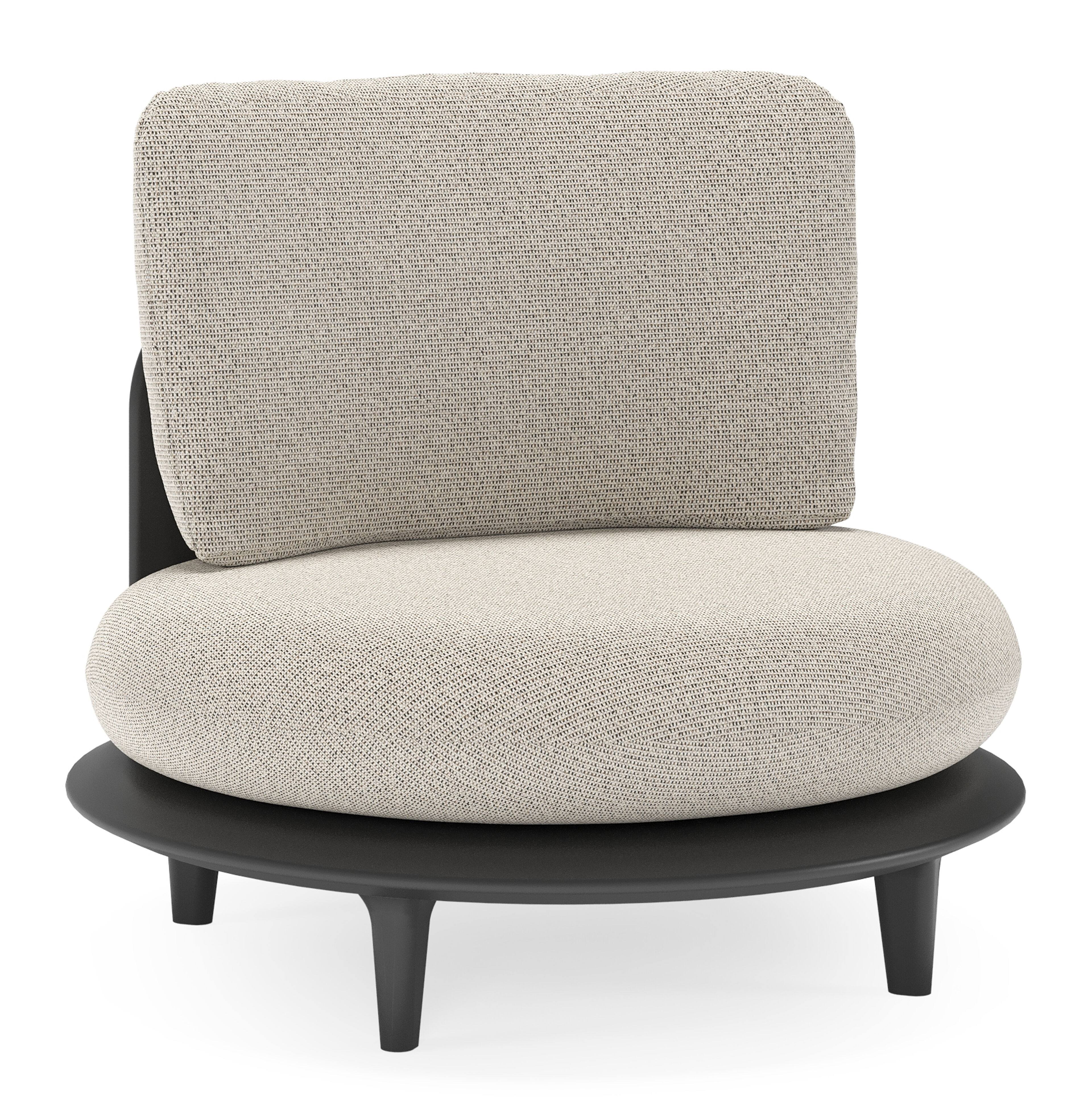 Fauteuil de jardin Bomero en aluminium noir et coussins en all weather solica firenze sand