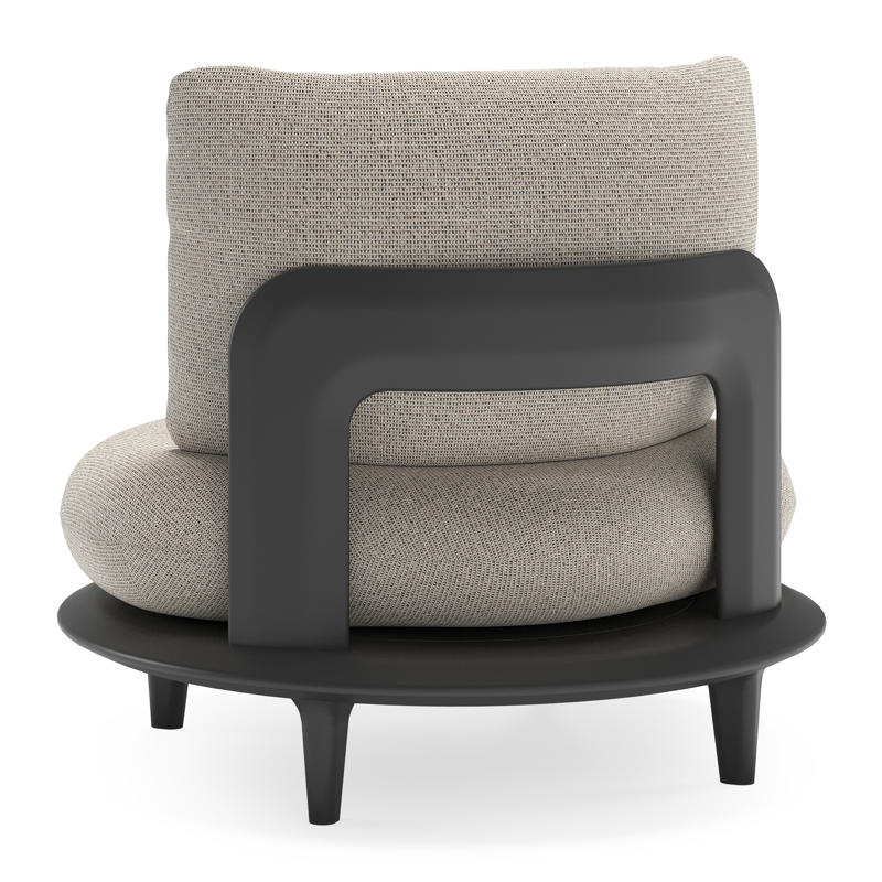 Bomero loungestoel in zwart aluminium met firenze sand all weather solica kussen