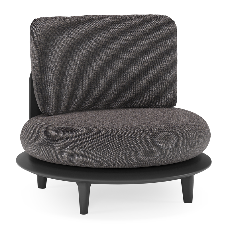 Bomero loungestoel in zwart aluminium met firenze tunder all weather solica kussen