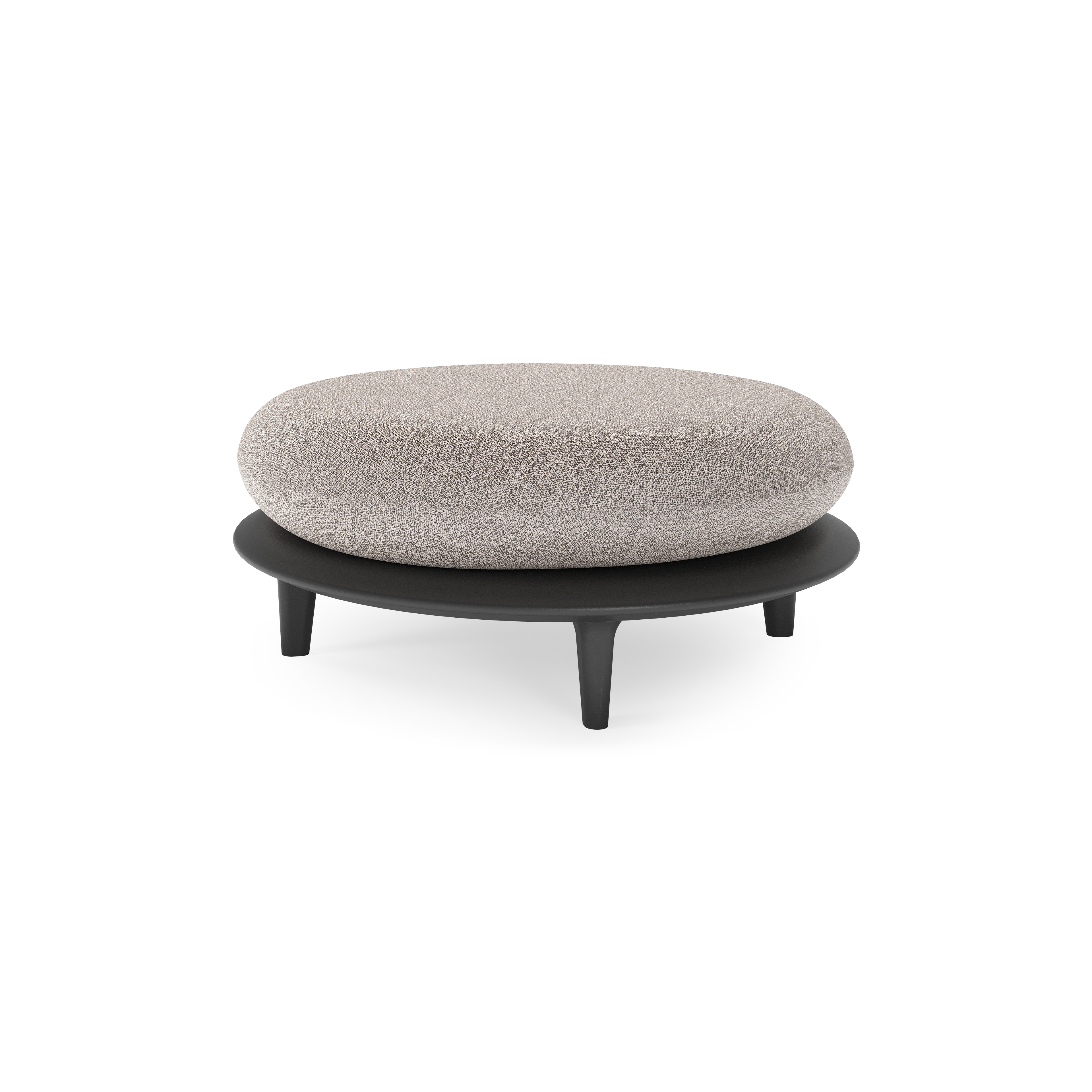 Bomero poef in zwart aluminium met wander granite all weather sunbrella® luxe kussen
