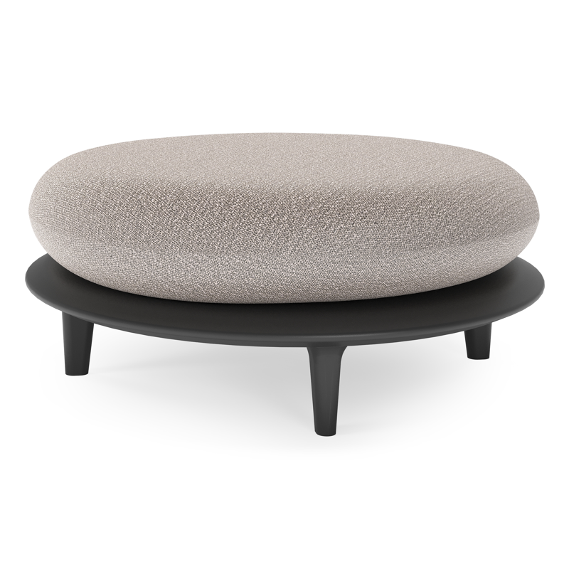 Bomero poef in zwart aluminium met wander granite all weather sunbrella® luxe kussen