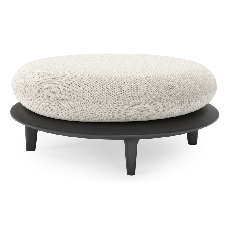 Bomero poef in zwart aluminium met firenze natural all weather solica kussen