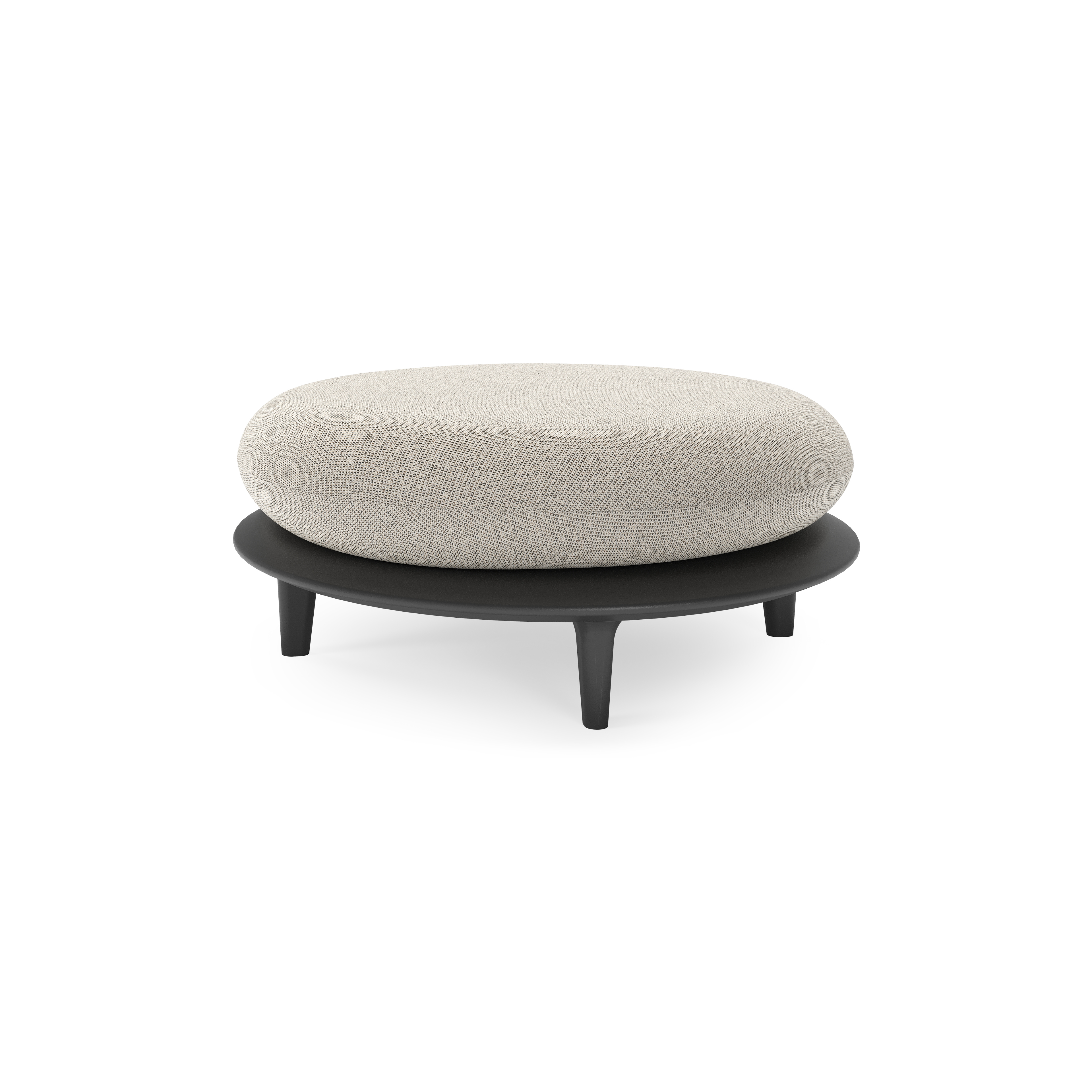 Bomero poef in zwart aluminium met firenze sand all weather solica kussen