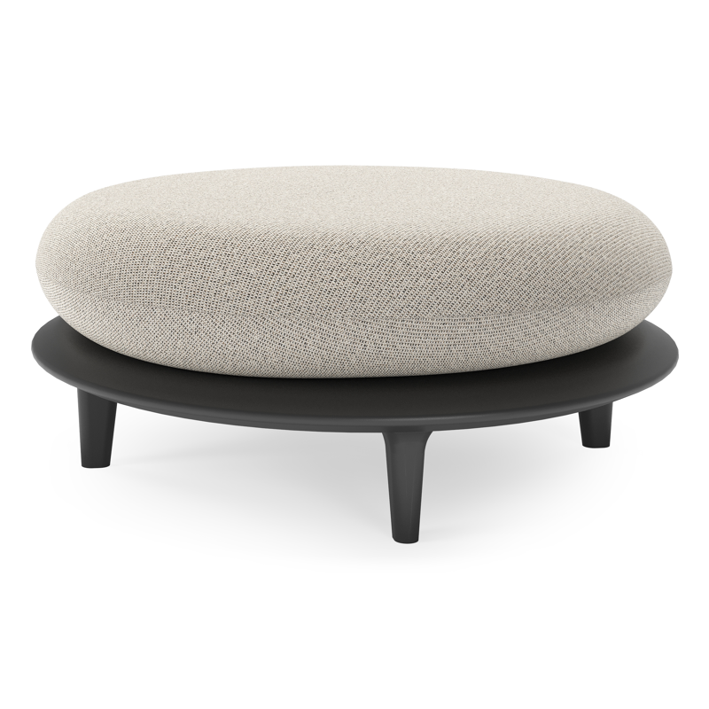 Bomero poef in zwart aluminium met firenze sand all weather solica kussen