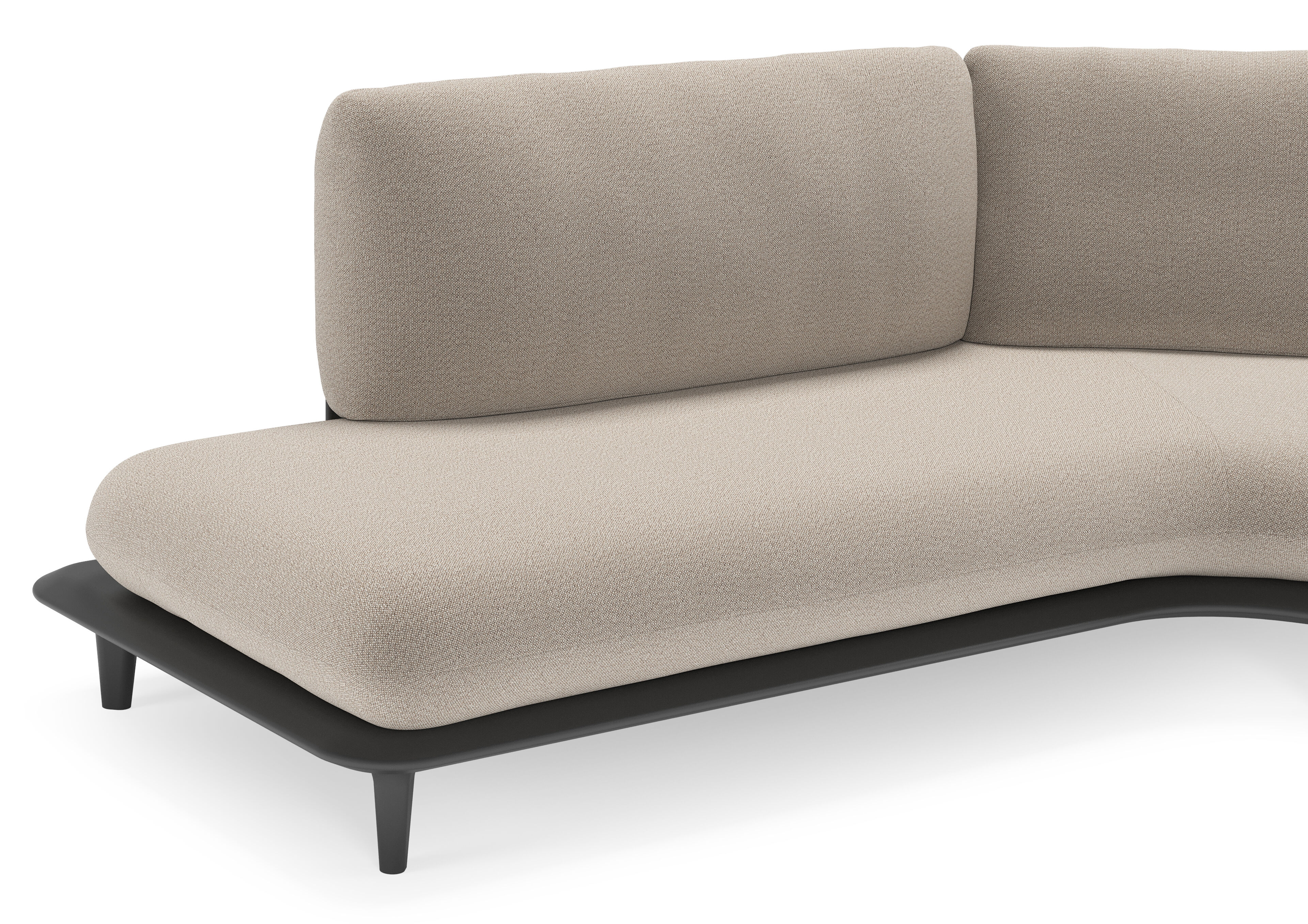 Bomero loungehoek in zwart aluminium met savane coconut all weather sunbrella® luxe kussen