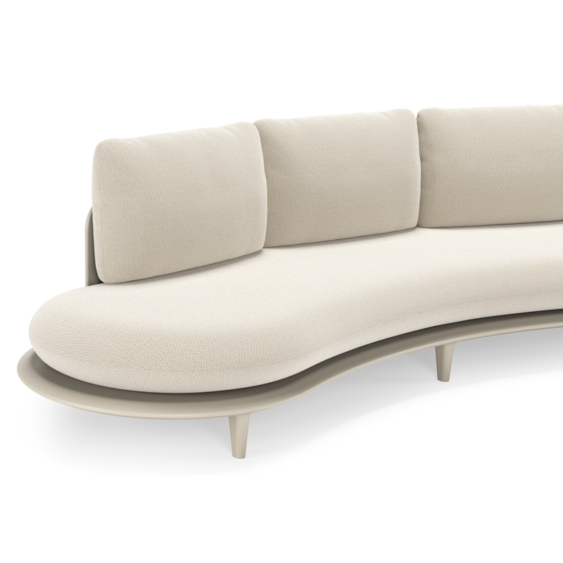 Bomero loungeset in beige aluminium met lopi marble all weather sunbrella® luxe kussen