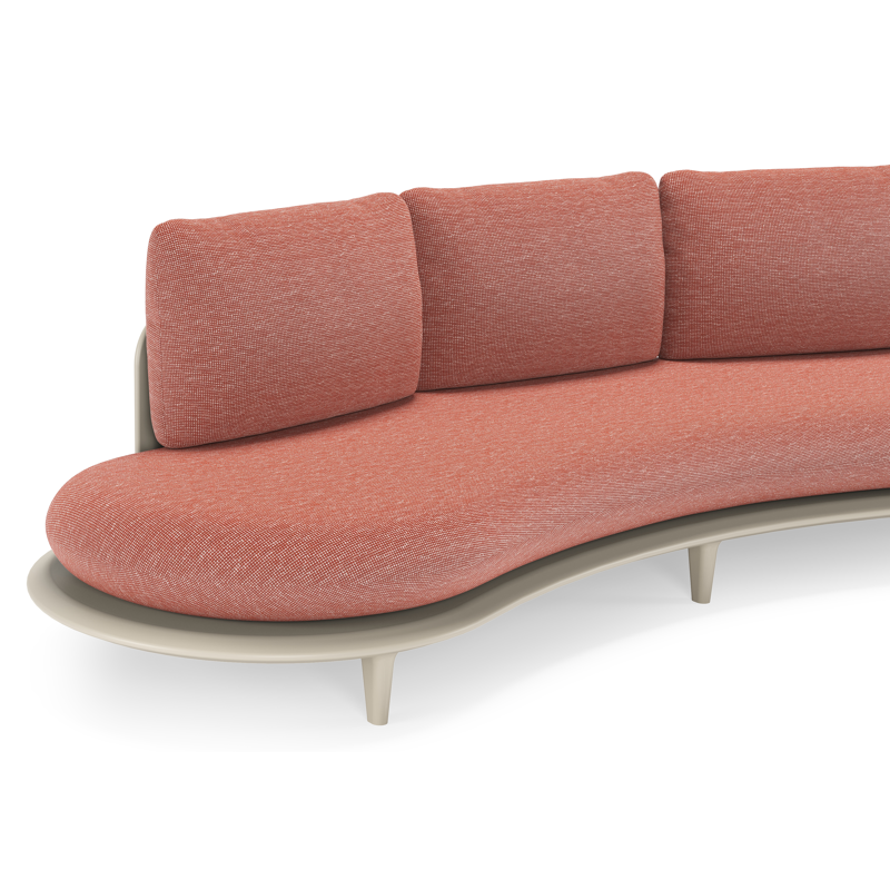 Bomero loungeset in beige aluminium met slow alezan all weather sunbrella® luxe kussen