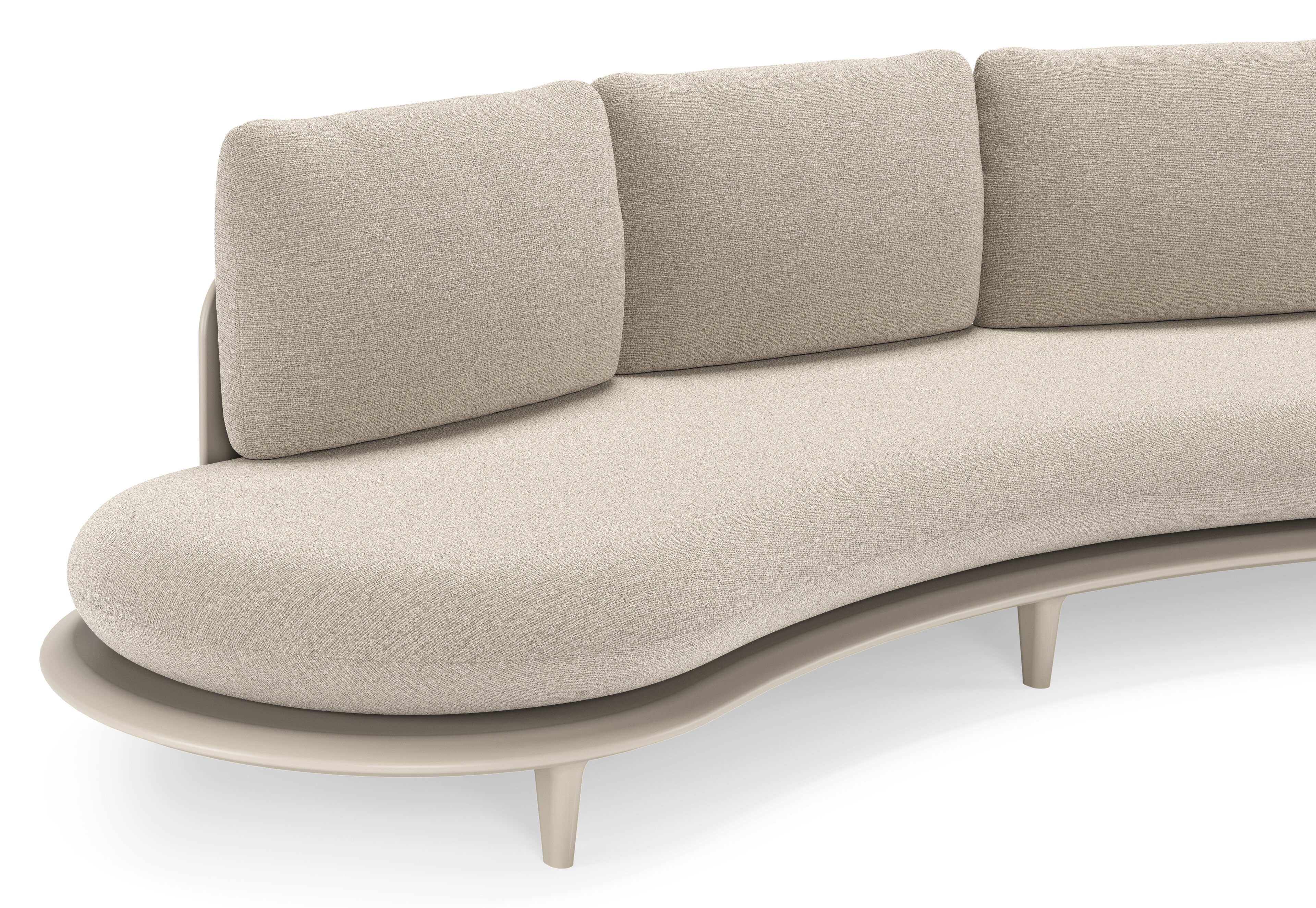 Bomero loungebank in beige aluminium met catania greige all weather cosytica kussen