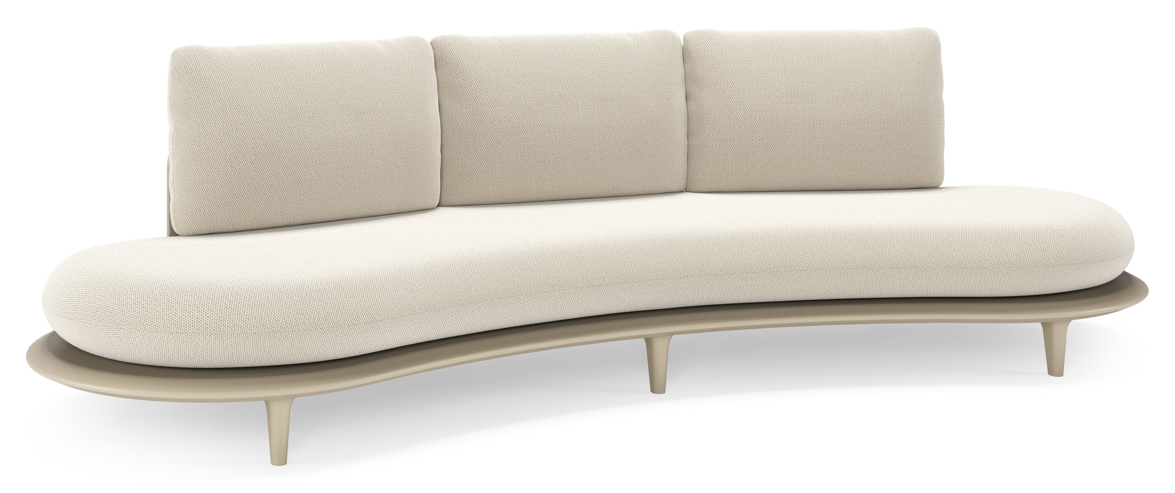 Canape de jardin Bomero en aluminium beige et coussins en all weather sunbrella® luxe lopi marble