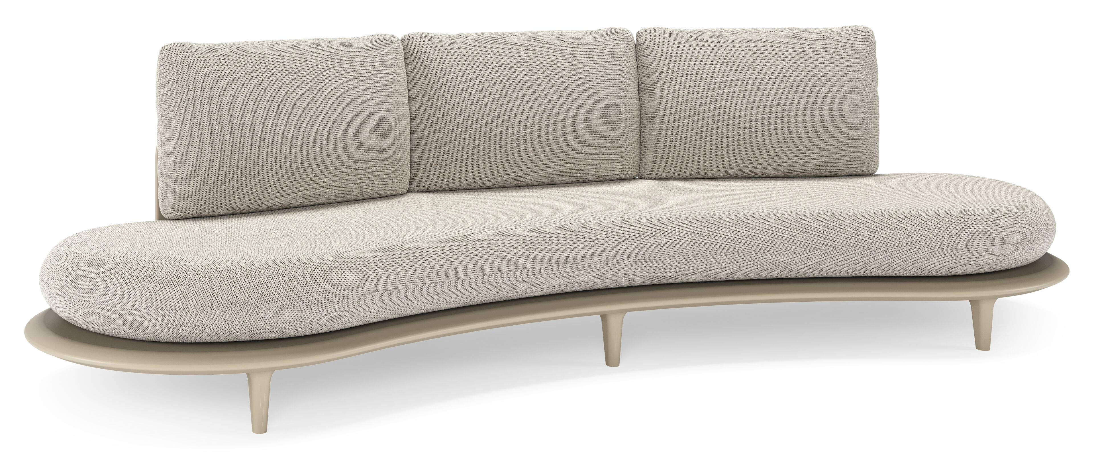 Canape de jardin Bomero en aluminium beige et coussins en all weather solica firenze sand