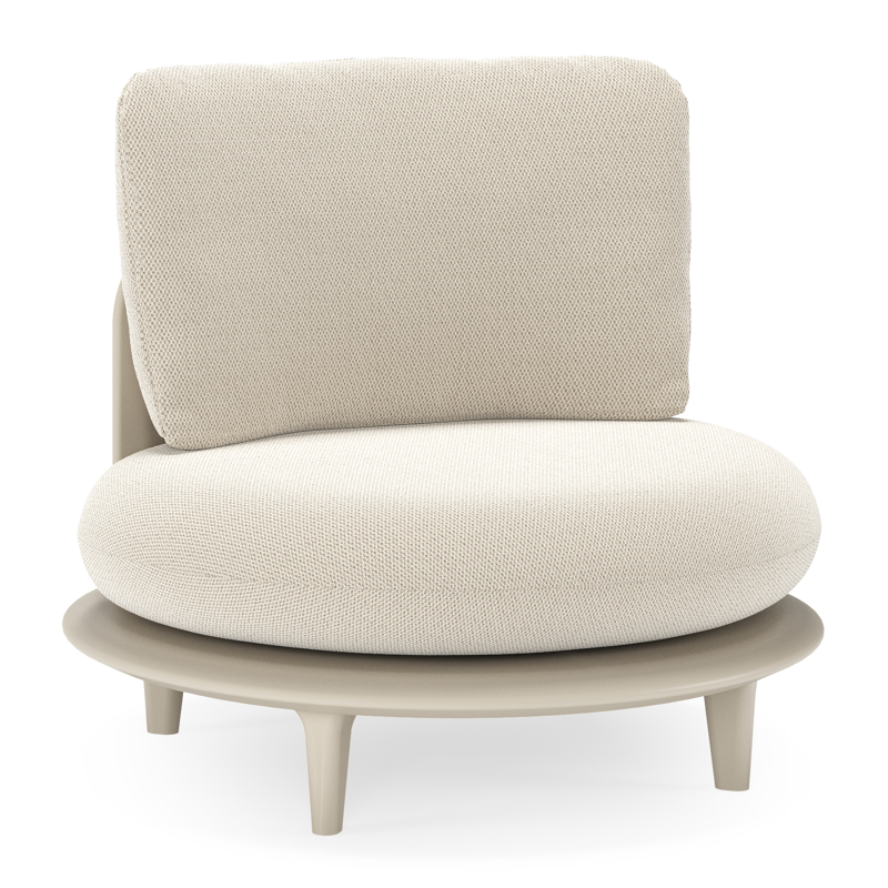 Bomero loungestoel in beige aluminium met lopi marble all weather sunbrella® luxe kussen