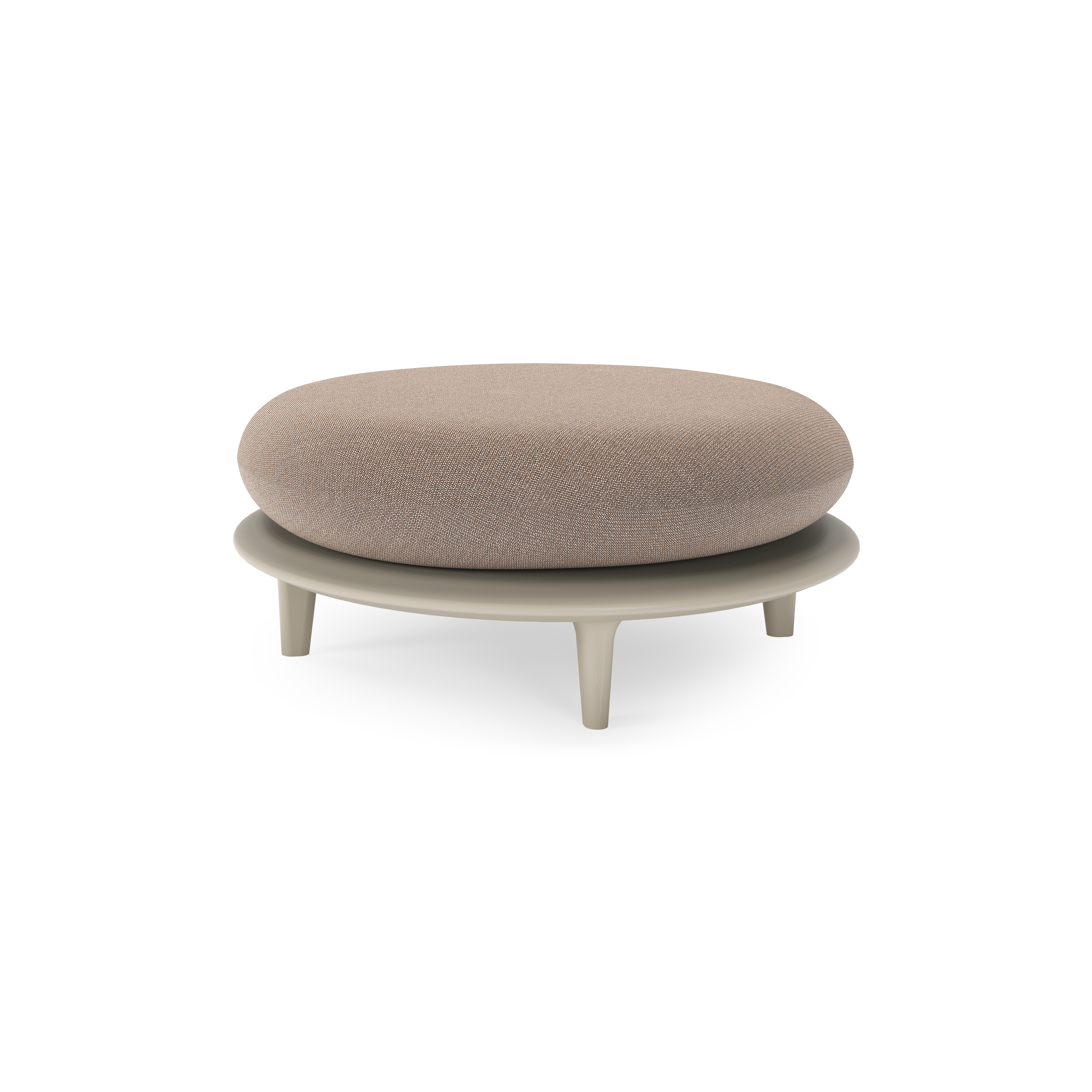 Bomero poef in beige aluminium met savane earth all weather sunbrella® luxe kussen