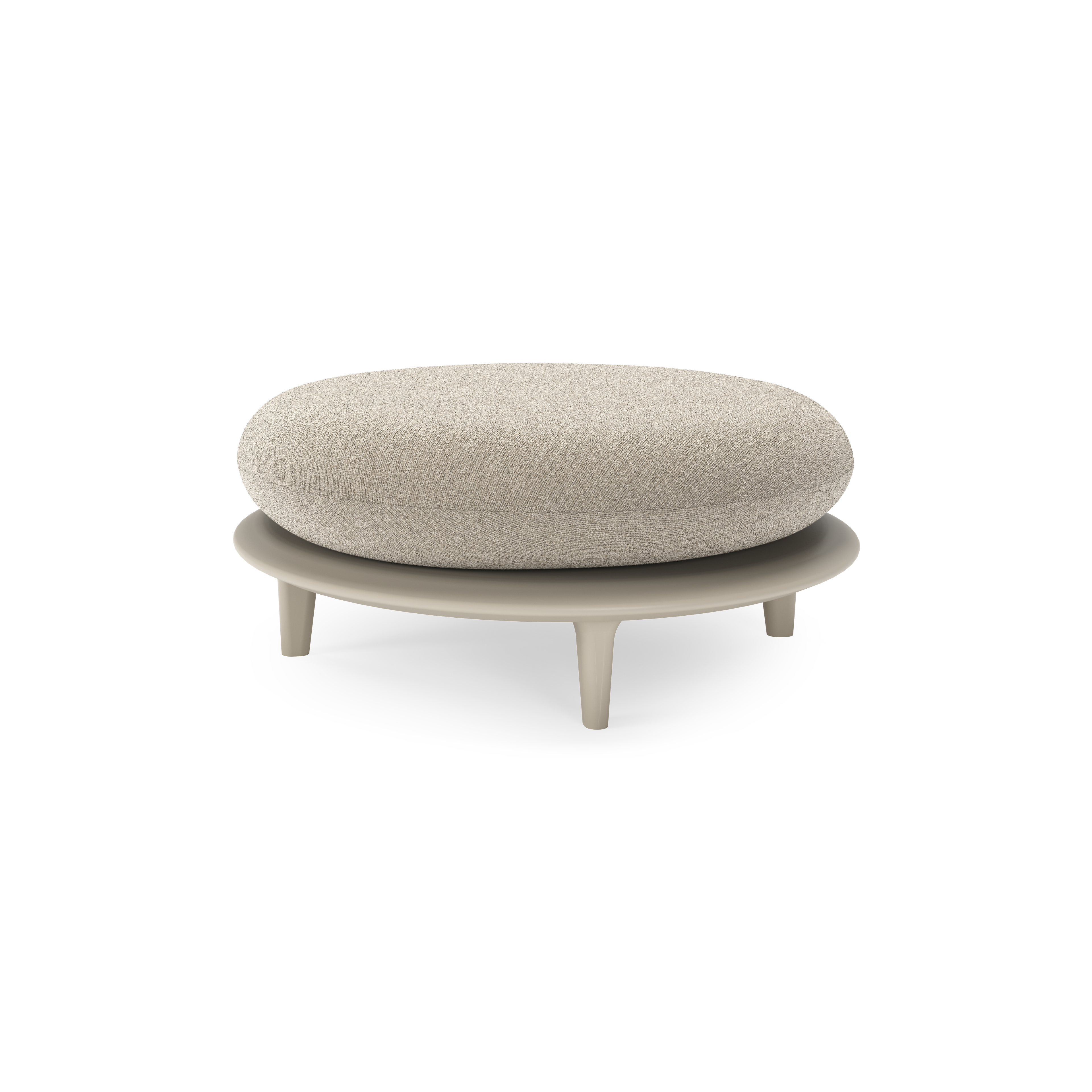 Bomero poef in beige aluminium met catania greige all weather cosytica kussen