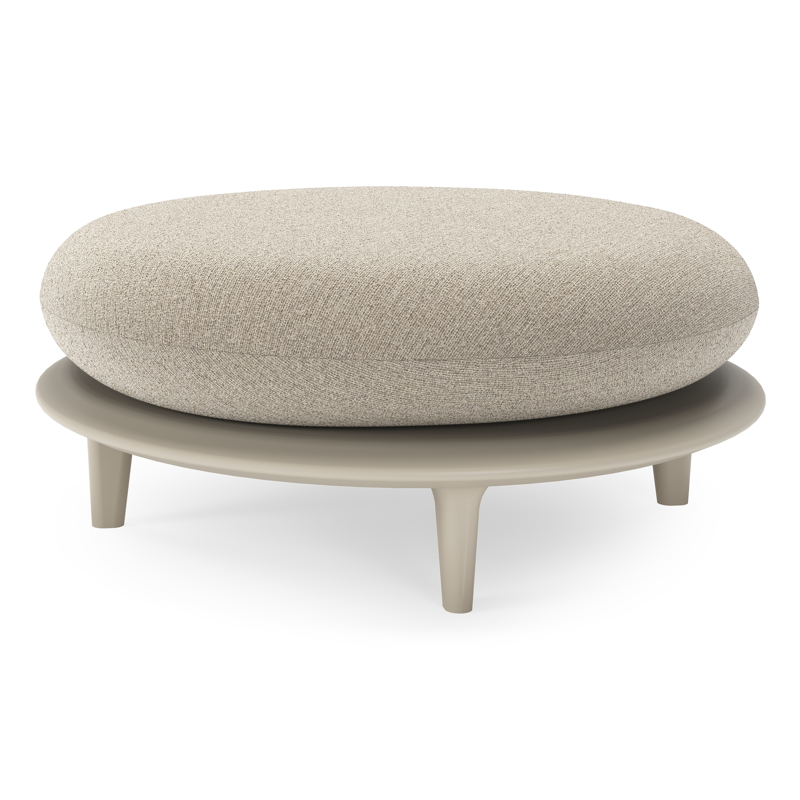 Bomero poef in beige aluminium met catania greige all weather cosytica kussen