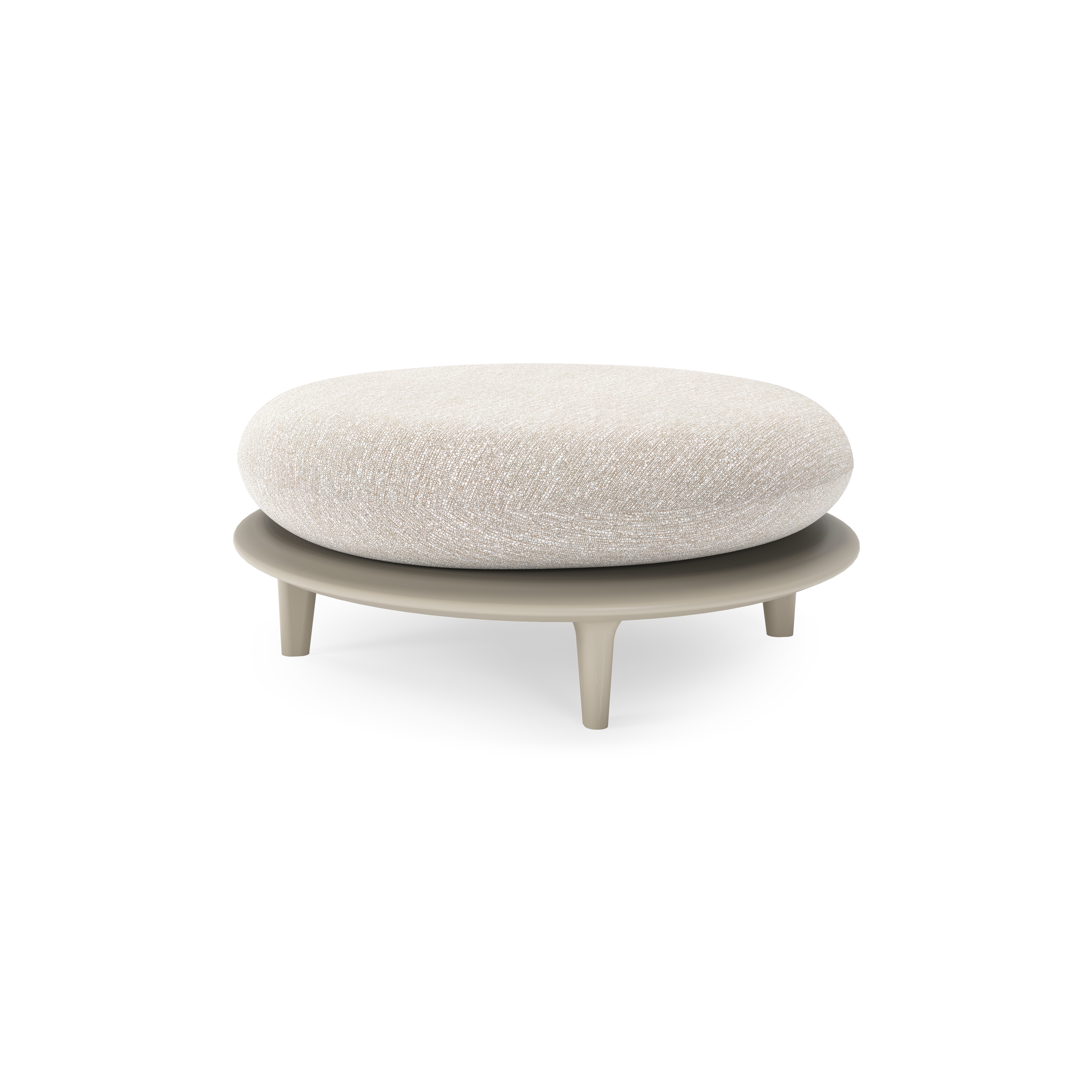 Bomero poef in beige aluminium met tundra sand all weather sunbrella® luxe kussen
