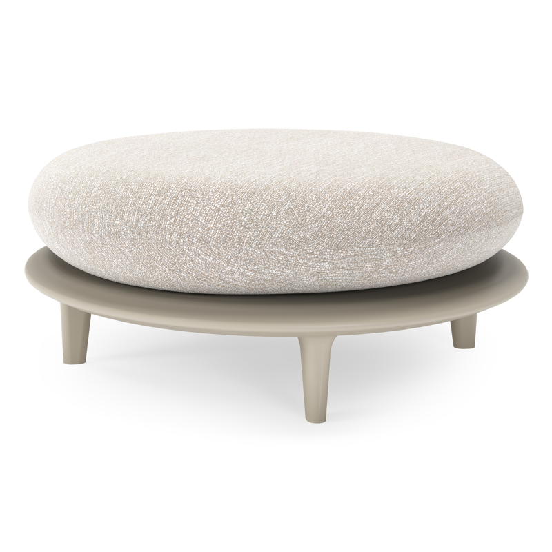 Bomero poef in beige aluminium met tundra sand all weather sunbrella® luxe kussen