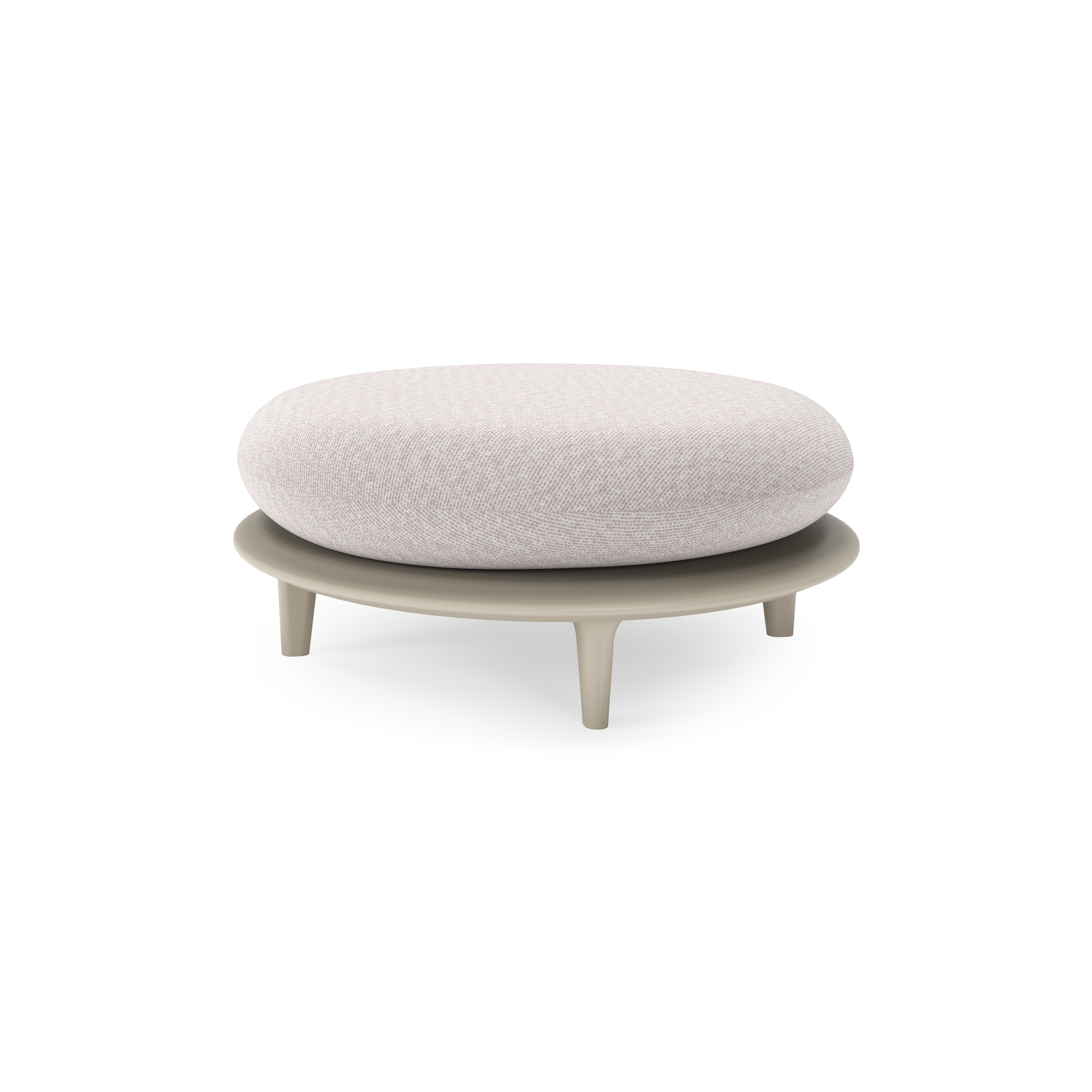 Bomero poef in beige aluminium met wander gobi all weather sunbrella® luxe kussen