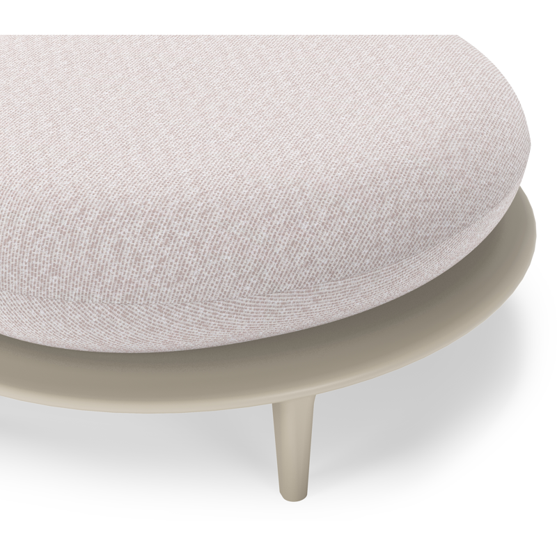 Bomero poef in beige aluminium met wander gobi all weather sunbrella® luxe kussen