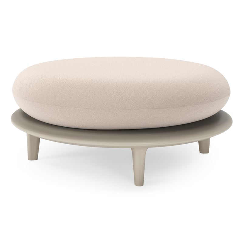 Bomero poef in beige aluminium met wander pilat all weather sunbrella® luxe kussen