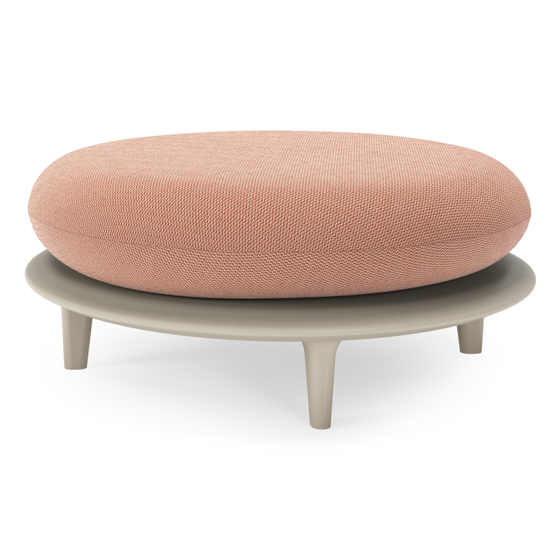 Bomero poef in beige aluminium met lopi fawn all weather sunbrella® luxe kussen