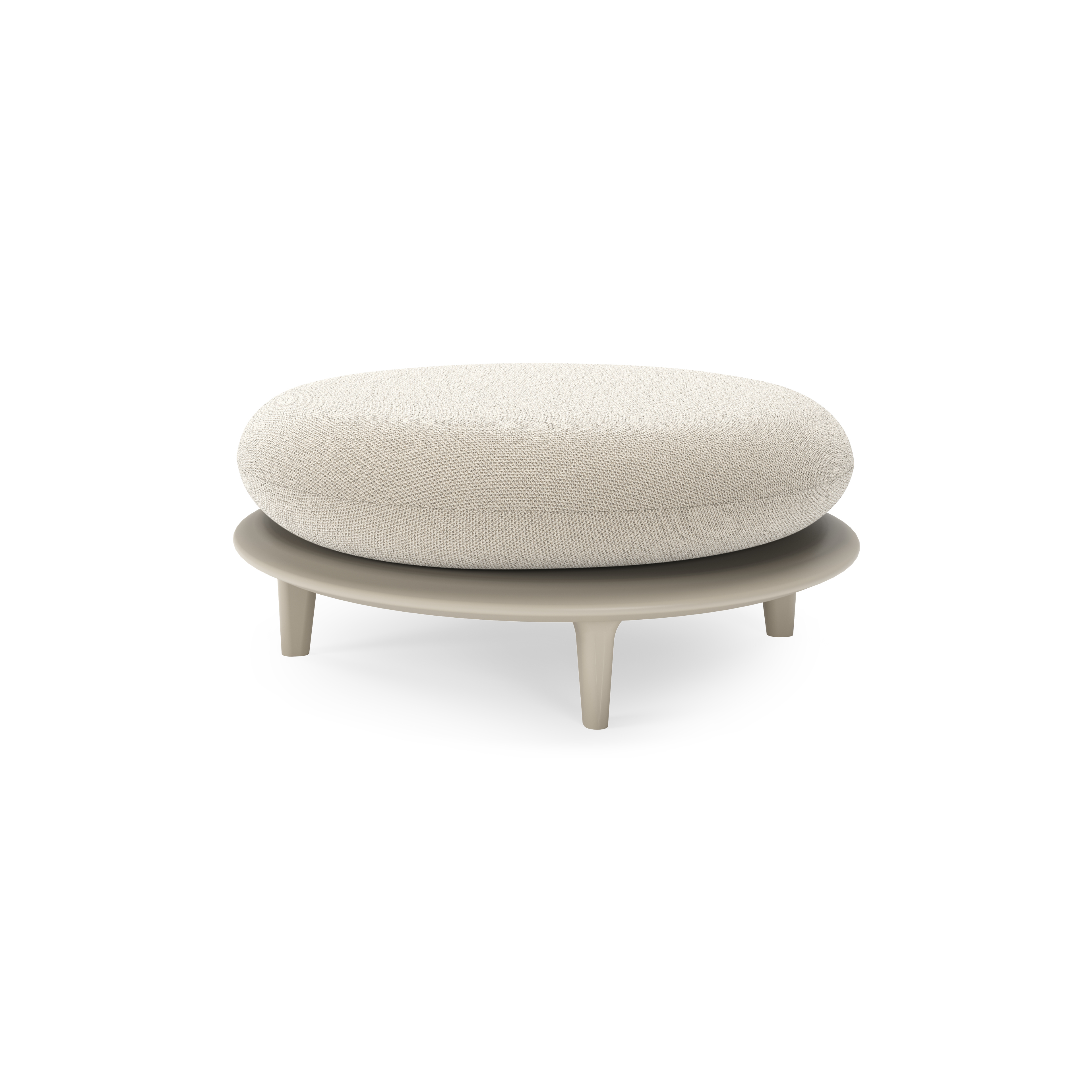 Bomero poef in beige aluminium met lopi marble all weather sunbrella® luxe kussen