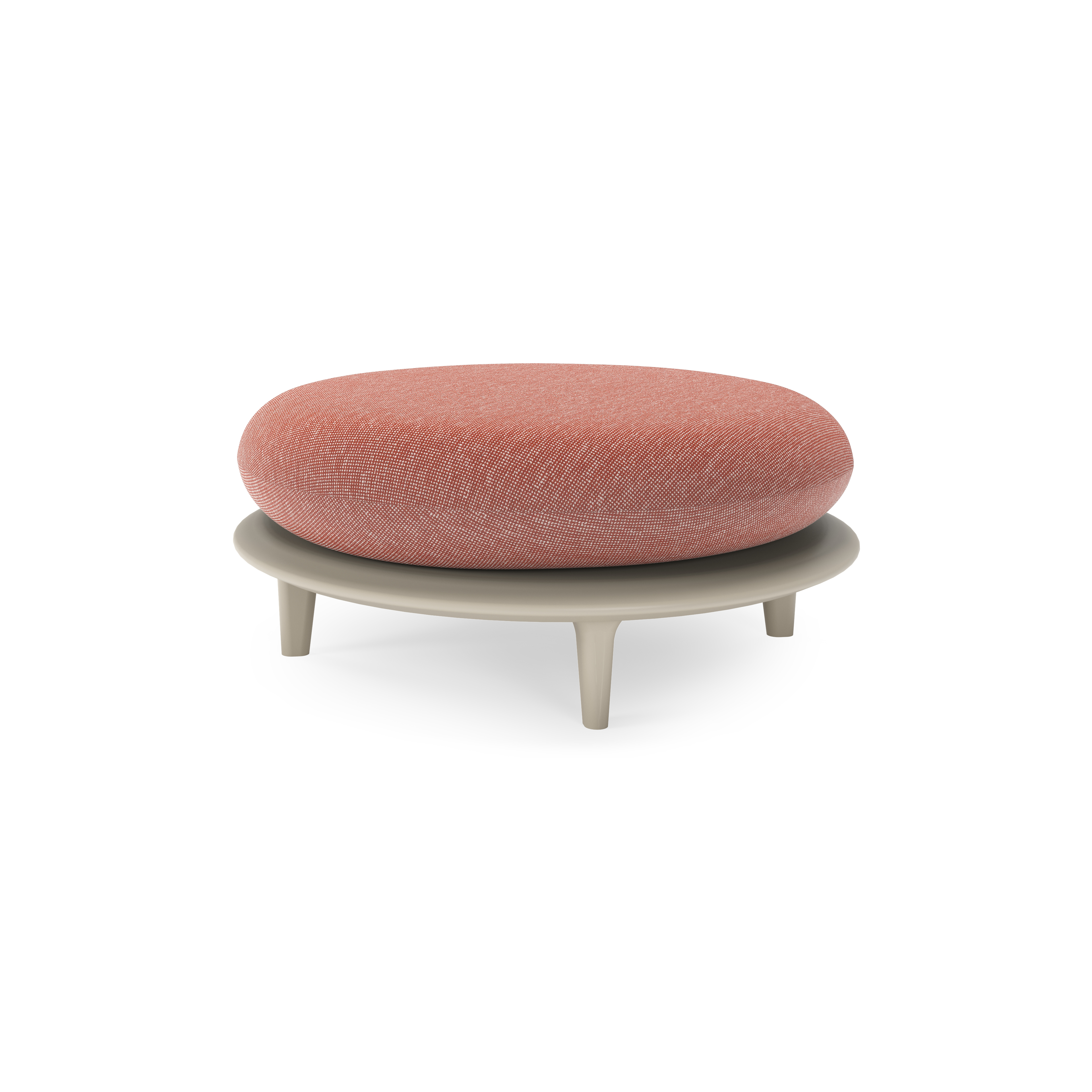 Bomero poef in beige aluminium met slow alezan all weather sunbrella® luxe kussen