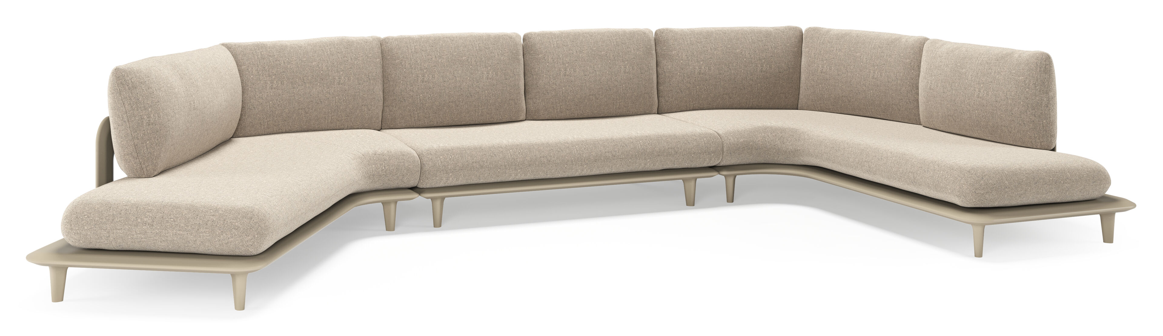 Bomero loungehoek in beige aluminium met chartres pewter all weather sunbrella® luxe kussen