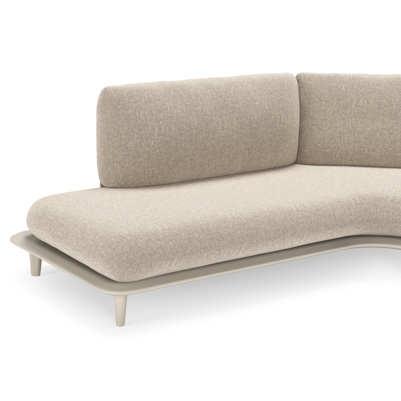 Salon de jardin d'angle Bomero en aluminium beige et coussins en all weather sunbrella® luxe chartres pewter