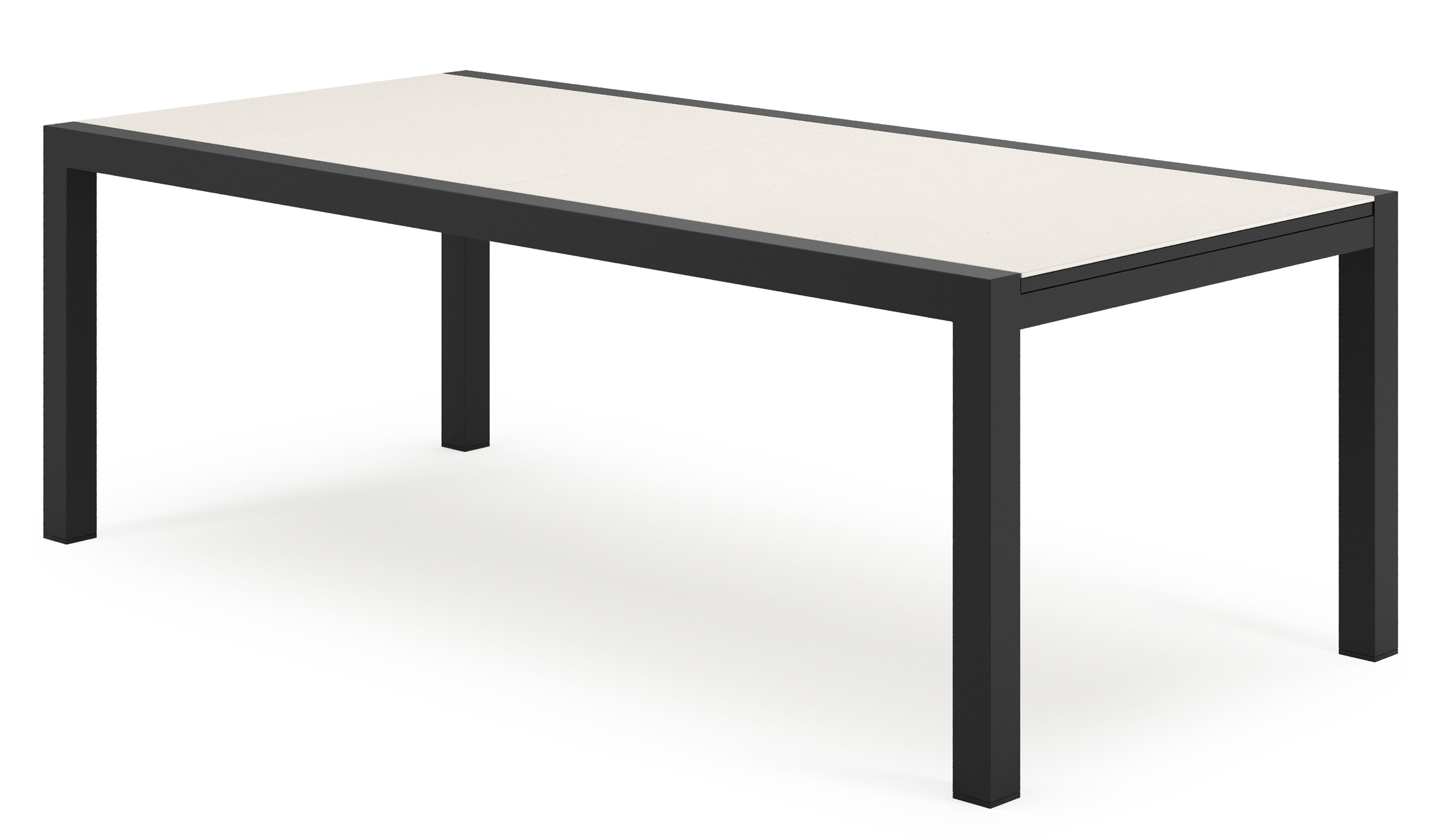 Calobra tuintafel rechthoekig in zwart aluminium en sintered stone crema minerale - L 220 - 330 x B 107 x H 75 cm