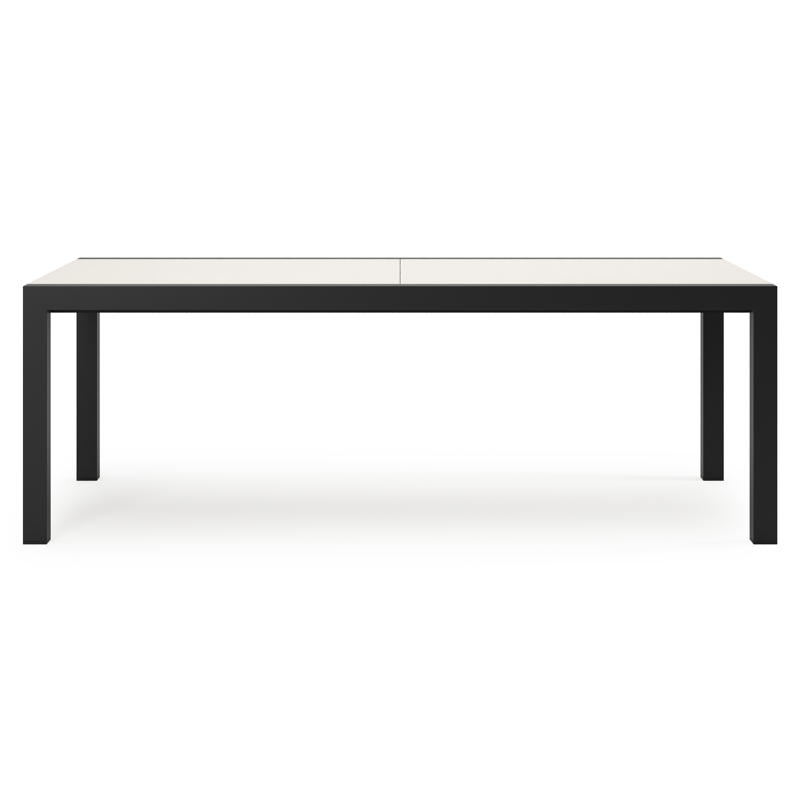 Calobra tuintafel rechthoekig in zwart aluminium en sintered stone crema minerale - L 220 - 330 x B 107 x H 75 cm