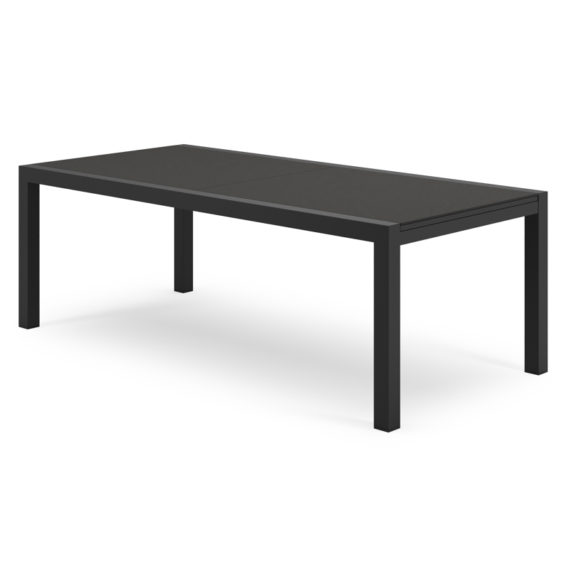 Table de jardin Calobra rectangulaire en aluminium noir et sintered stone notte minerale - Lg. 220 - 330 x Lrg. 107 x Haut. 75 cm