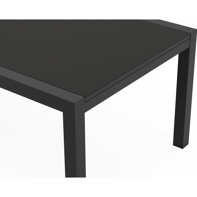 Table de jardin Calobra rectangulaire en aluminium noir et sintered stone notte minerale - Lg. 220 - 330 x Lrg. 107 x Haut. 75 cm