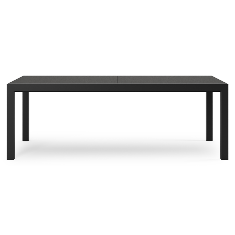 Table de jardin Calobra rectangulaire en aluminium noir et sintered stone notte minerale - Lg. 220 - 330 x Lrg. 107 x Haut. 75 cm