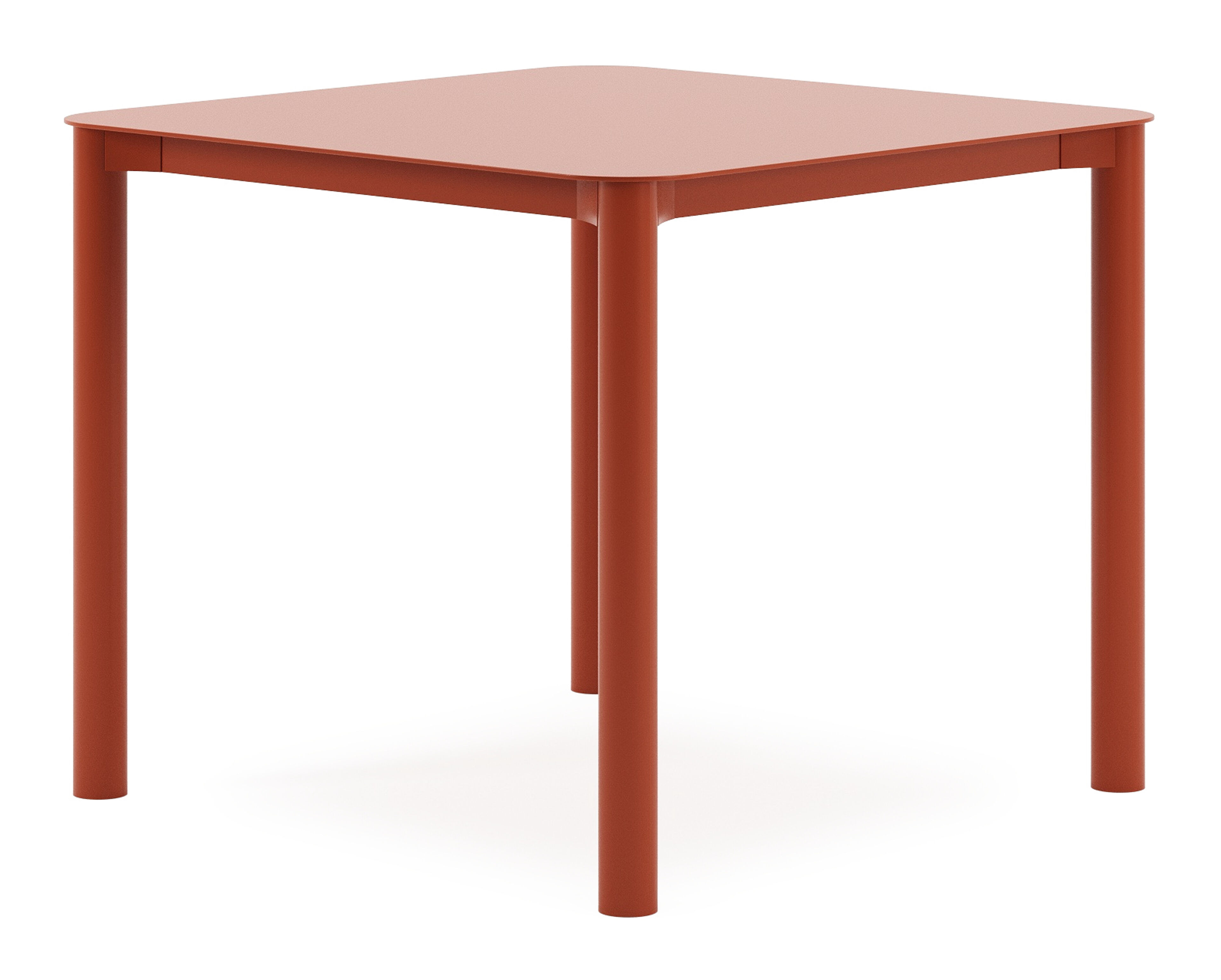 Table de jardin Orso carré arrondi en aluminium brun rouille - Lg. 90 x Lrg. 90 x Haut. 75 cm