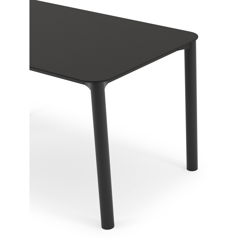 Orso tuintafel rechthoekig afgerond in zwart aluminium en volkeramiek zwart - L 140 x B 80 x H 75 cm