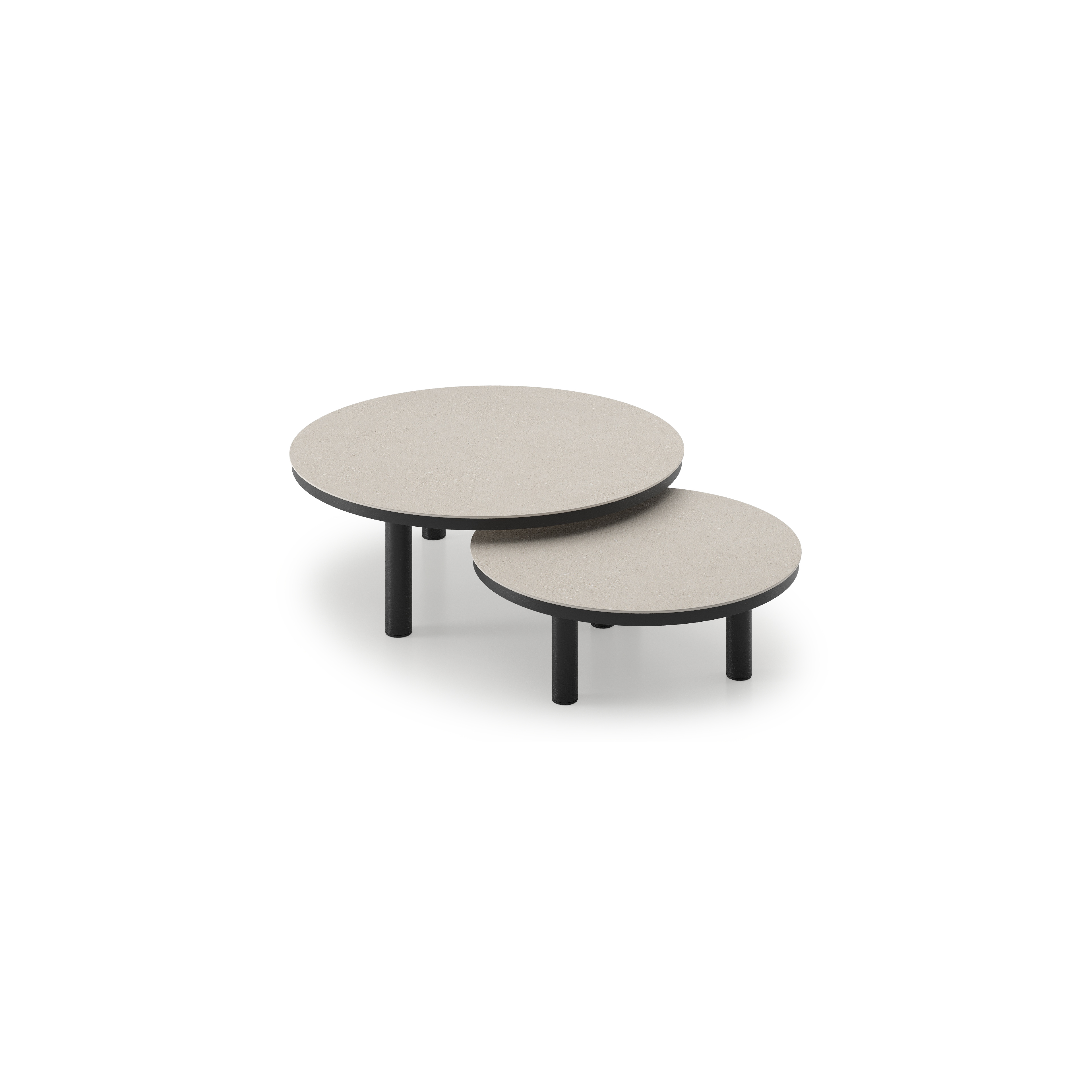 Lindo loungetafel in zwart aluminium en sintered stone crema minerale