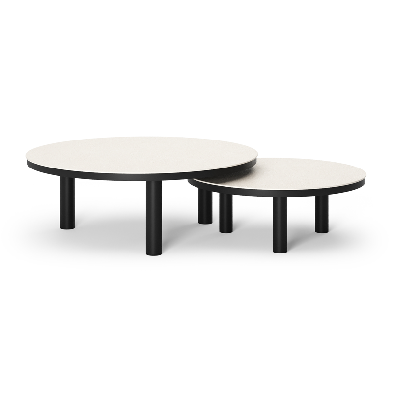 Table de basse Lindo en aluminium noir et sintered stone crema minerale