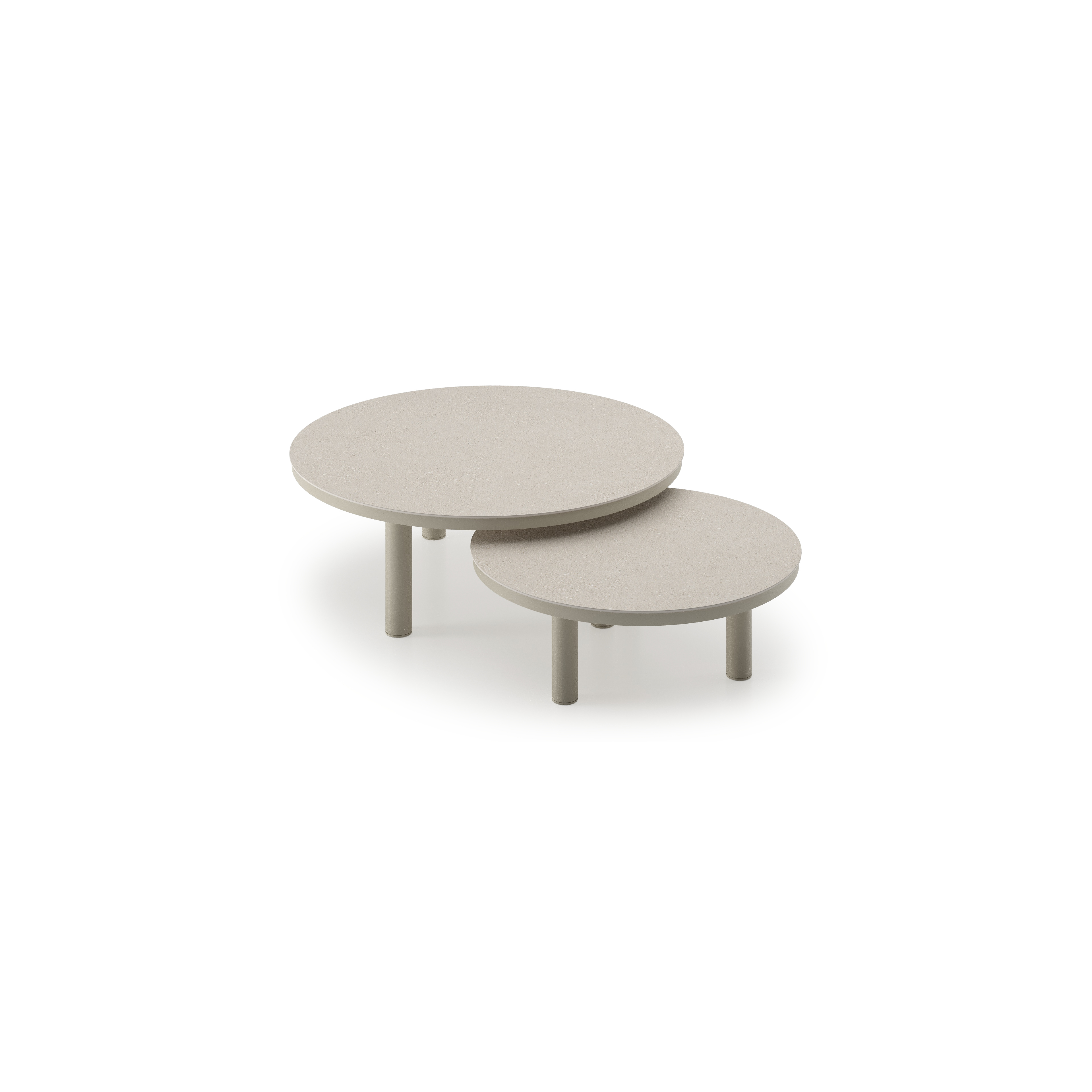 Lindo loungetafel in beige aluminium en sintered stone crema minerale