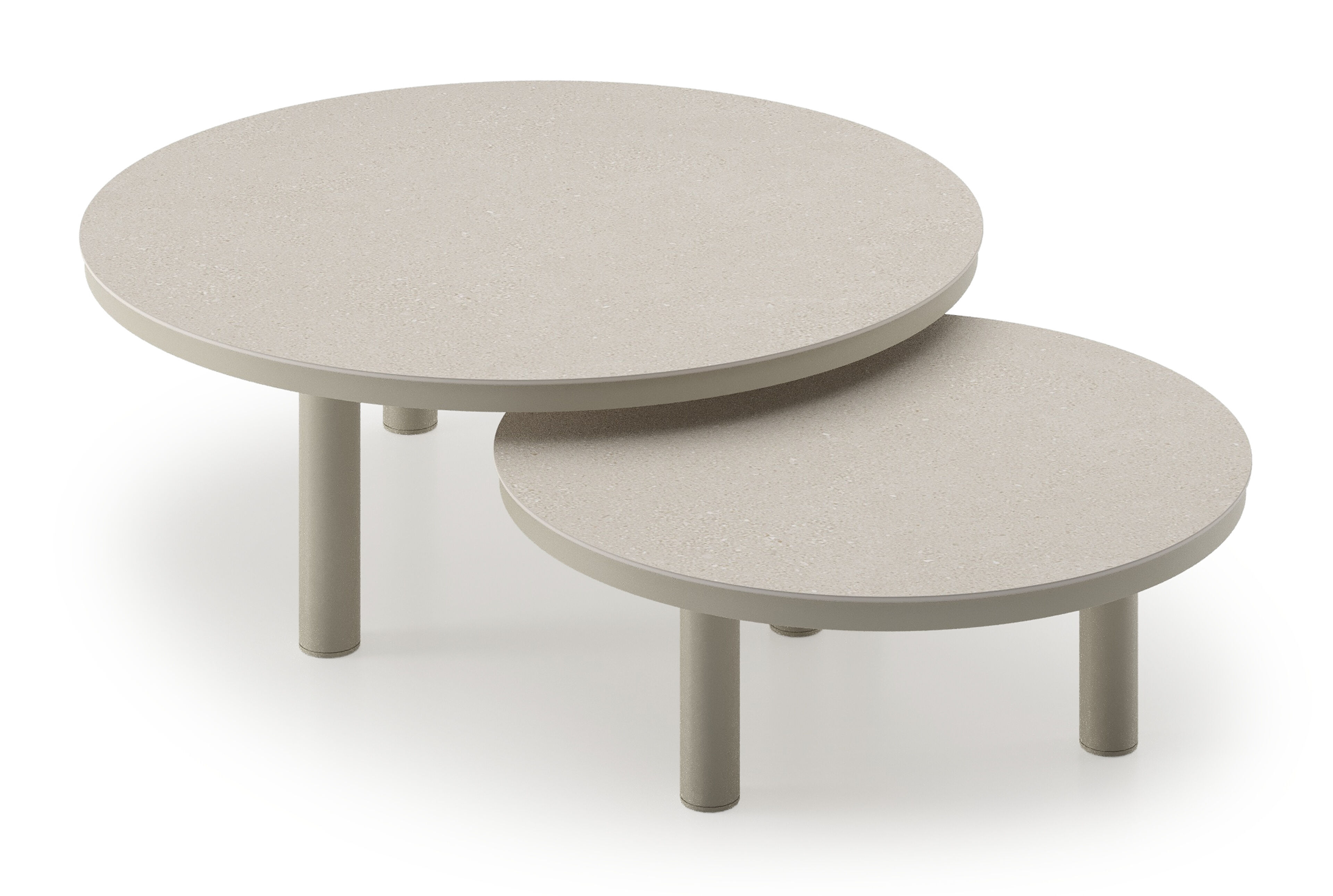 Lindo loungetafel in beige aluminium en sintered stone crema minerale