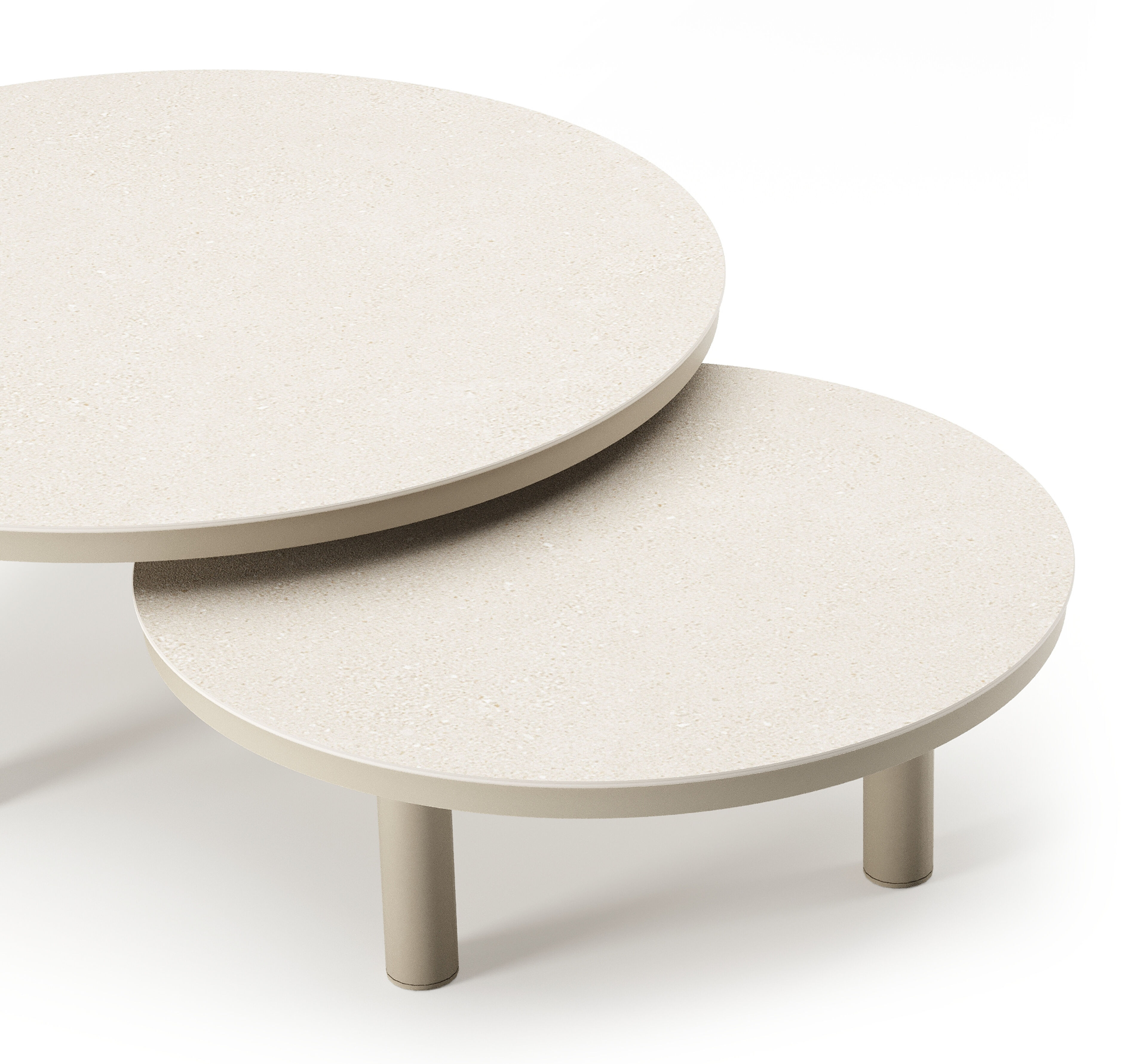Lindo loungetafel in beige aluminium en sintered stone crema minerale