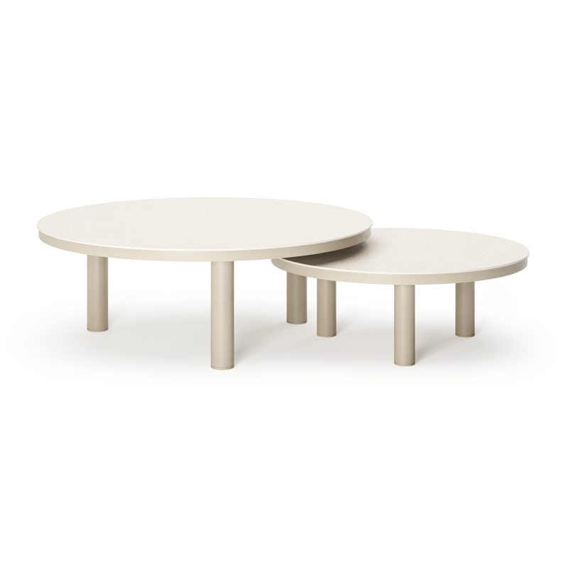 Lindo loungetafel in beige aluminium en sintered stone crema minerale
