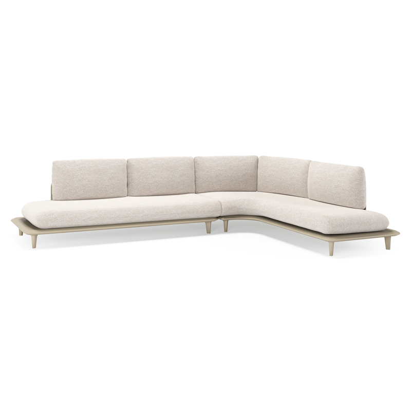 Bomero loungehoek in beige aluminium met tundra sand all weather sunbrella® luxe kussen