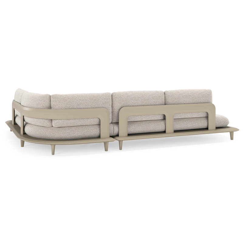 Bomero loungehoek in beige aluminium met tundra sand all weather sunbrella® luxe kussen