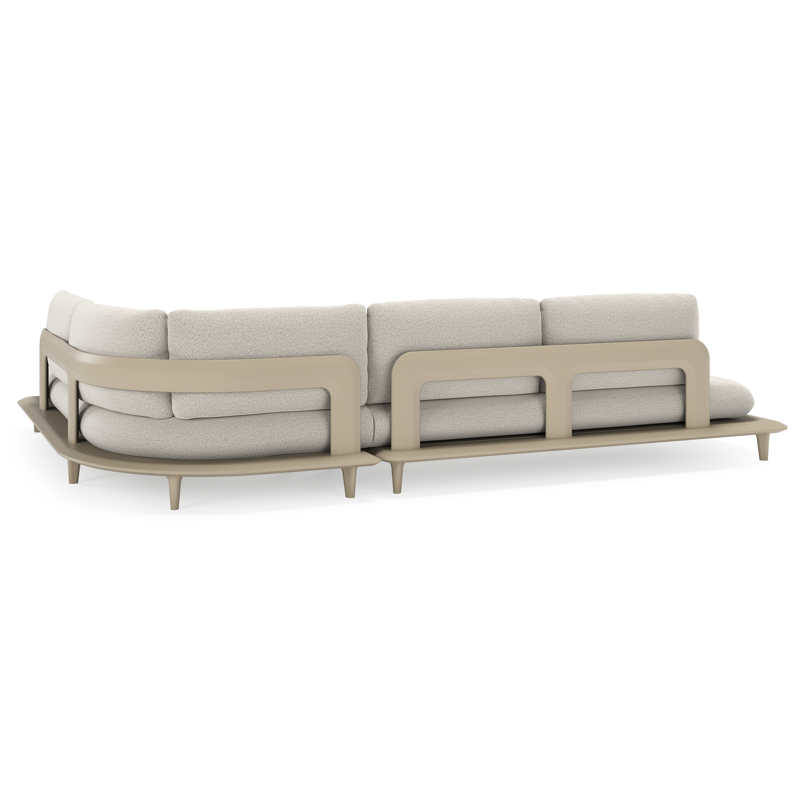 Salon de jardin d'angle Bomero en aluminium beige et coussins en all weather solica firenze natural