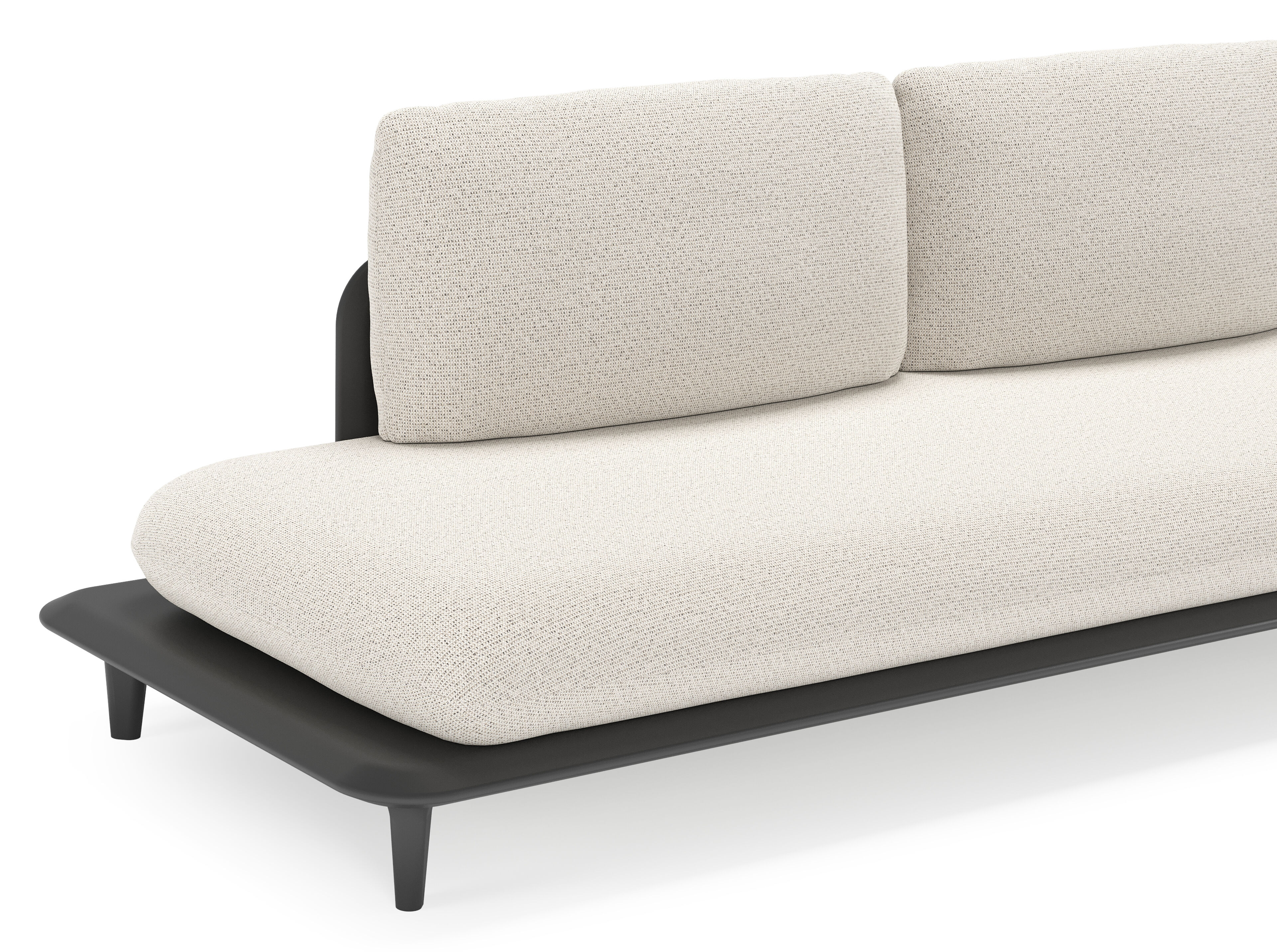 Bomero loungehoek in zwart aluminium met firenze natural all weather solica kussen
