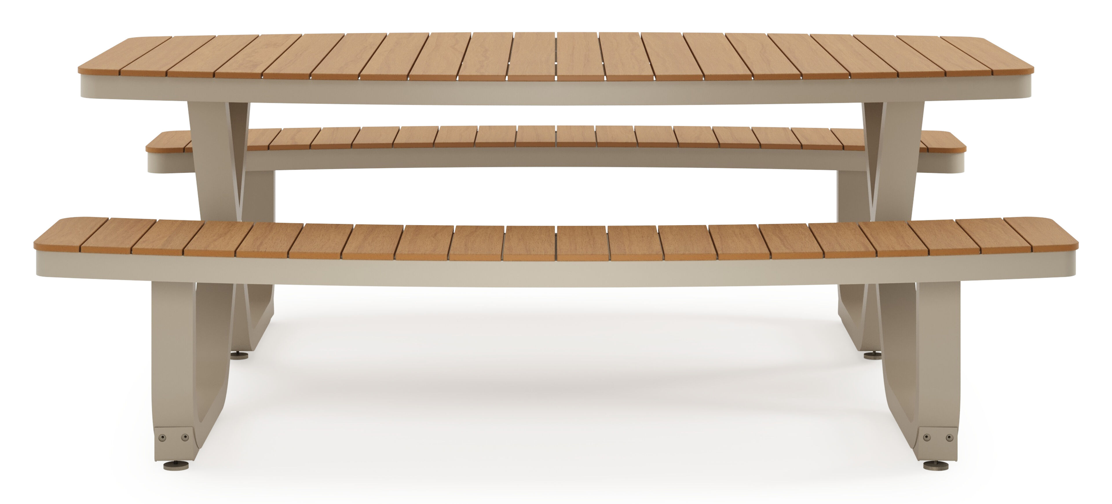 Table de pique-nique Alora en aluminium beige et polywood - Lg. 200 x Lrg. 214 x Haut. 74 cm