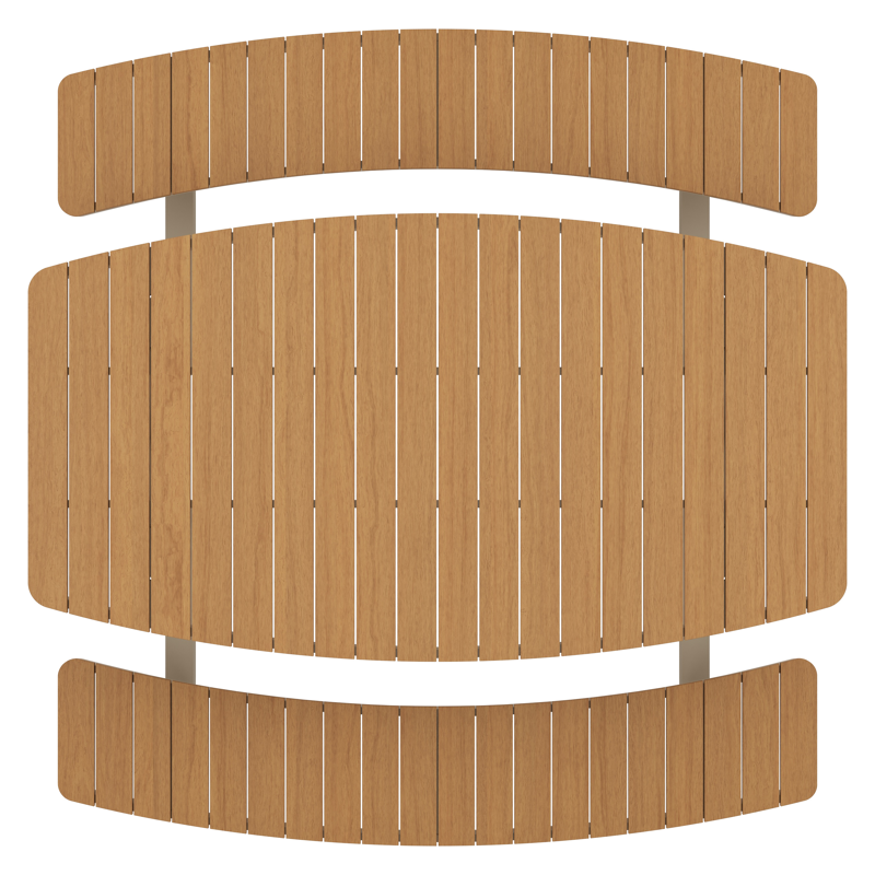 Table de pique-nique Alora en aluminium beige et polywood - Lg. 200 x Lrg. 214 x Haut. 74 cm